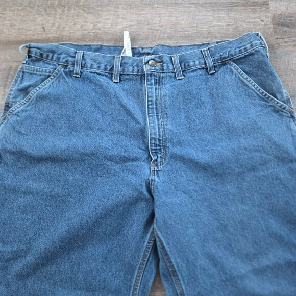 Men's Carhartt Denim Blue Jeans Size 44x30 RN14806 Work Wear - Picture 4 of 9